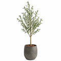 Albero artificiale di ulivo 180 cm in PE verde con vaso grigio per interni stile naturale