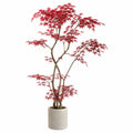 Albero artificiale acero 180 cm con foglie in PE rosso decorativo con vaso