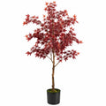 Albero artificiale di acero rosso 180 cm con vaso - foglie decorative in plastica per interni