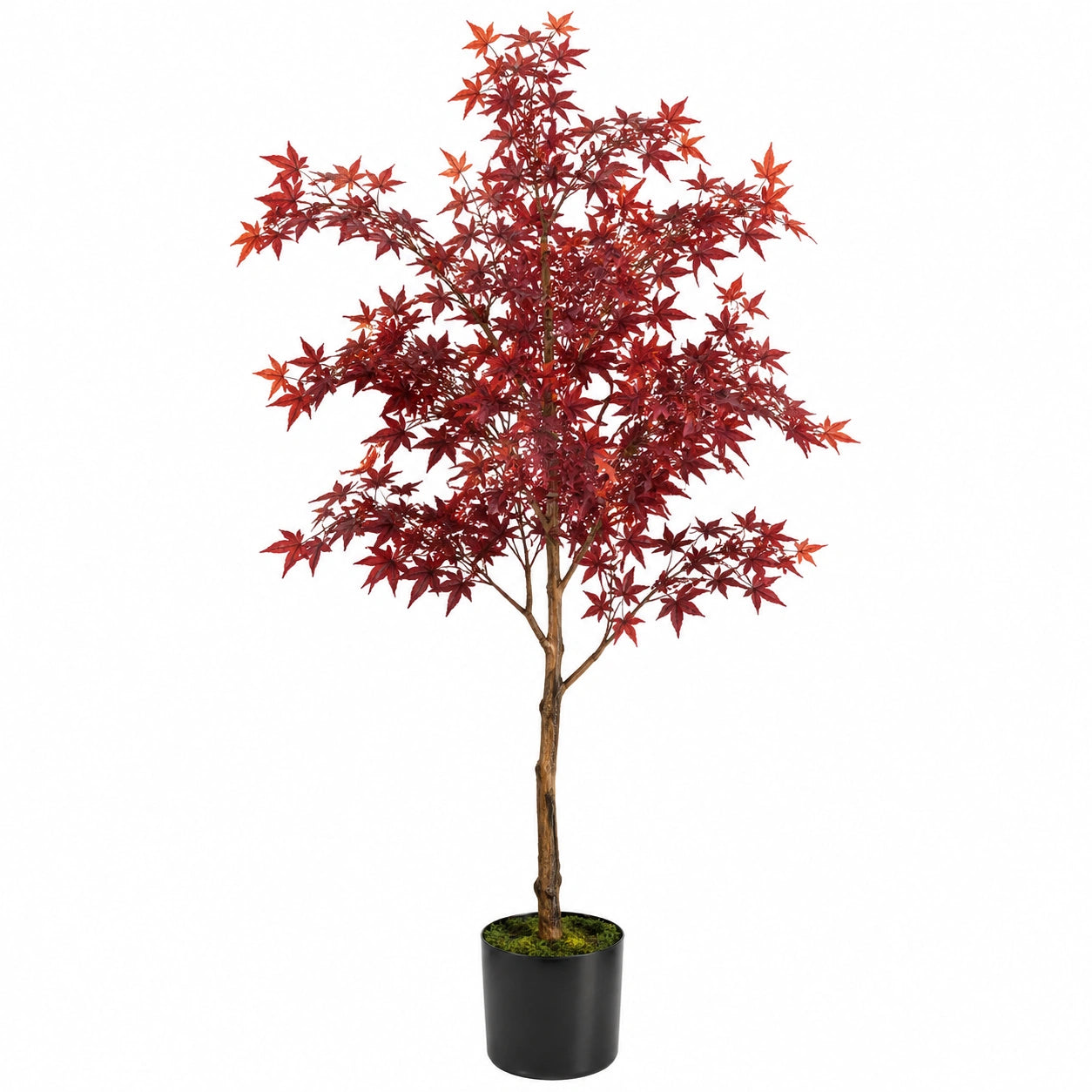 Albero artificiale di acero rosso 180 cm con vaso - foglie decorative in plastica per interni