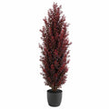 Pianta artificiale in vaso 180 cm foglie bordeaux decorazione da interno