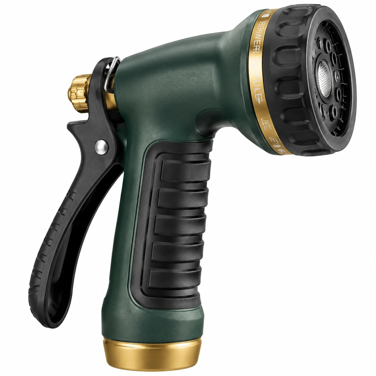 Pistola irrigatrice da giardino in plastica verde e nera con getto regolabile