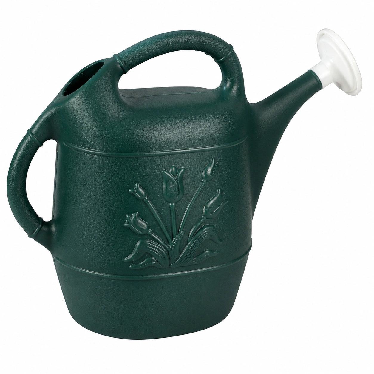 Annaffiatoio da giardino 10 L in plastica verde scuro con diffusore bianco
