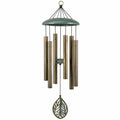 Campanella a vento 90 cm in metallo verde e bronzo con tubi sonori per giardino