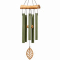 Campanella a vento 90 cm in metallo verde e legno con tubi sonori per esterno