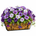 Pianta artificiale in vaso 45 x 20 x 38 cm fiori viola in poliestere con cestino decorativo da interno