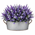 Composizione floreale artificiale 55 cm in plastica viola con vaso in metallo per interni