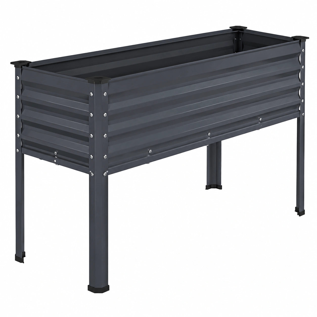 Fioriera rialzata 120 x 60 x 80 cm in metallo antracite per coltivazione da esterno