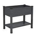 Fioriera rialzata 100 x 50 x 80 cm in acciaio antracite con ripiano inferiore per orto