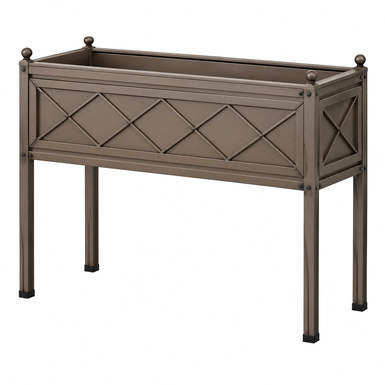 Fioriera rialzata 120 x 50 x 90 cm in metallo marrone per esterni stile classico