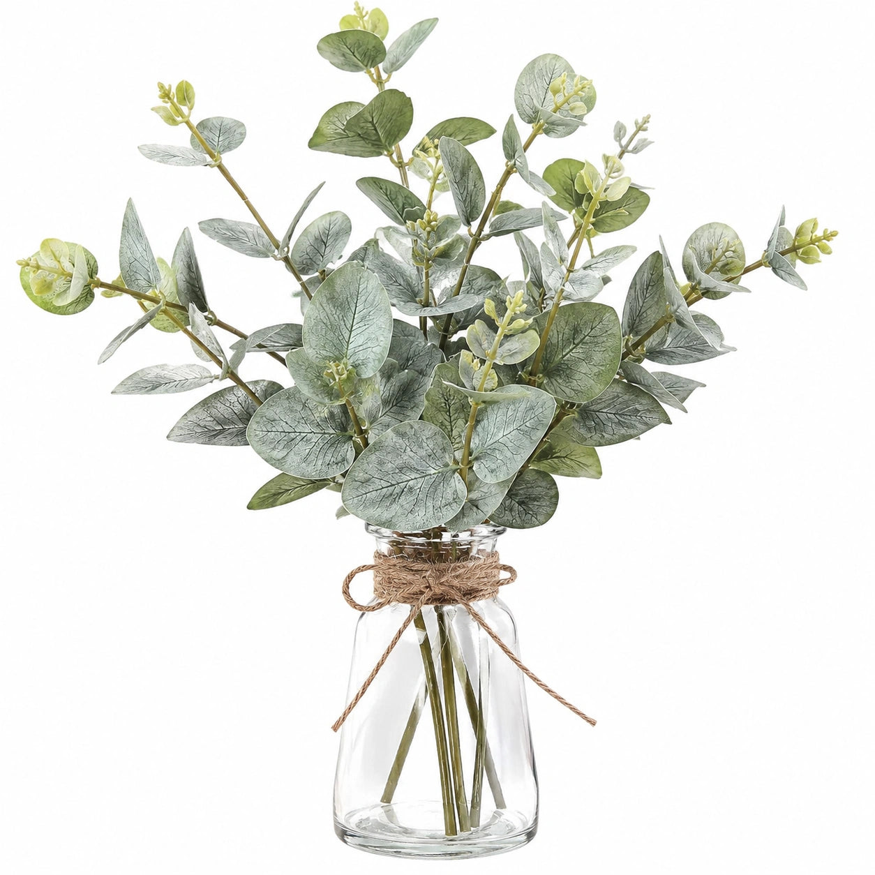 Pianta artificiale di eucalipto 65 cm in vetro verde decorativa