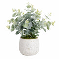 Pianta artificiale in vaso 50 cm verde e bianco in plastica con vaso in ceramica stile naturale